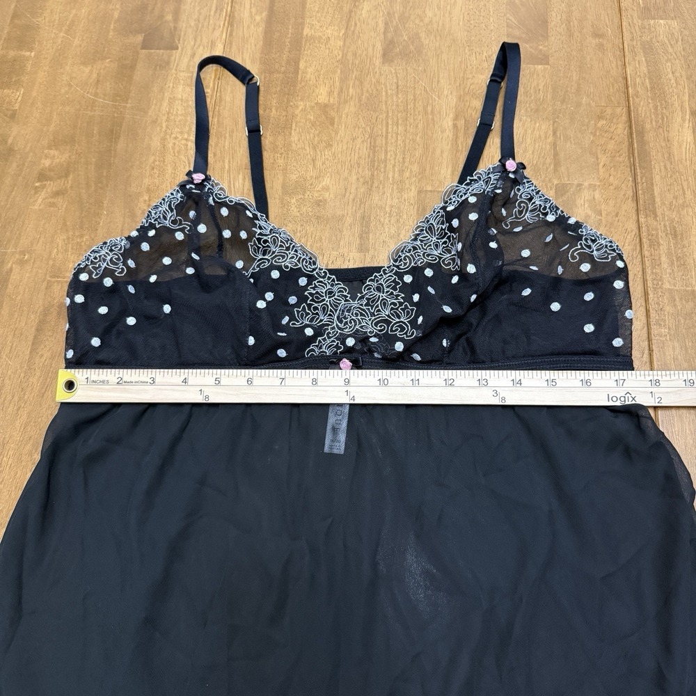 Cacique babydoll lingerie women's 18/20 black sexy feminine romantic sheer dots - Picture 5 of 8